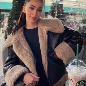 Zara double faced biker/ aviator jacket